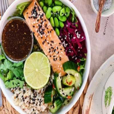 Salmon & Pickles Rice Bowl
